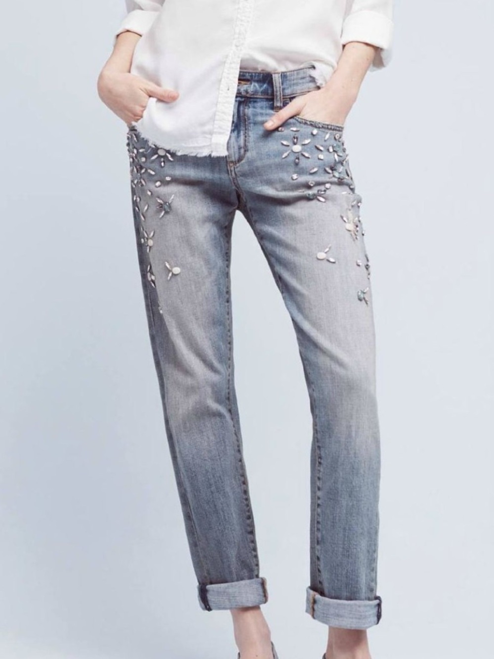 Anthropologie Pilcro Hyphen Embellished Blue Jeans 27